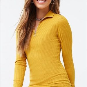 Yellow fitted long sleeve dress